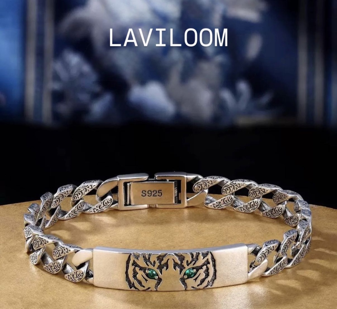 LAVILOOM «Tiger Crown» длина 22 см, вес 30 г сплав покрытый серебром 925, плетение панцирное
