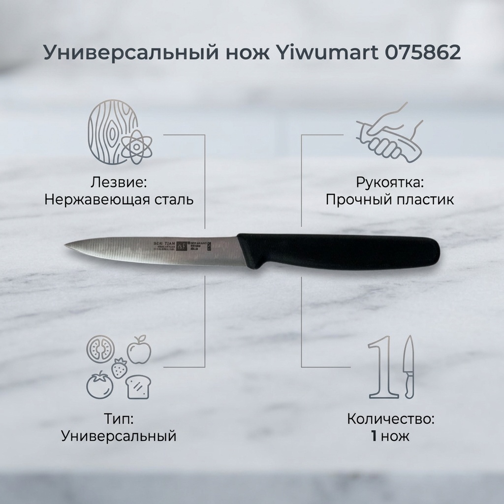 Нож универсальный Yiwumart, лезвие: нержавеющая сталь 1 шт