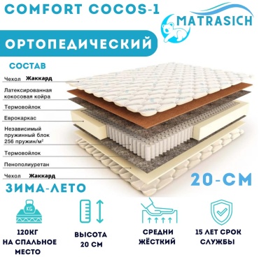 Матрас MATRASICH COMFORT COCOS-1, 200x200x20 см
