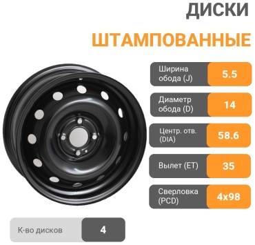Altra F449858B 5.5x14/4x98 D58.6 ET35 4 диска черный