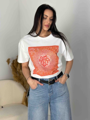 Футболка LS Shop белый, оранжевый