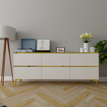ТВ-тумба напольная Adel Home Терра, AH0547, 160x75x35 см, белый, золотой