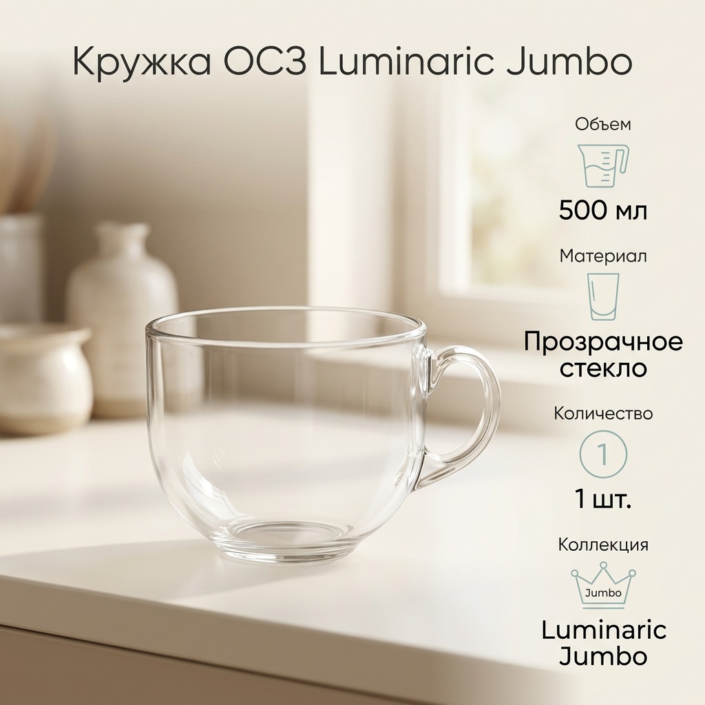Кружка ОСЗ , 500 мл, стекло, 1 шт.