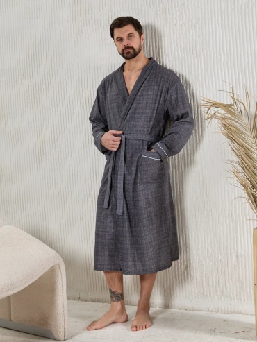 Хлопковый халат графит