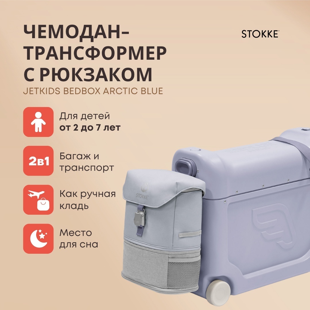 Комплект Stokke Bedbox чемодан + рюкзак полиэстер, нейлон, ABS-пластик 22 л электрик