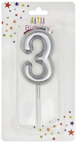 Свеча Happy birthday цифра 3, 1 шт