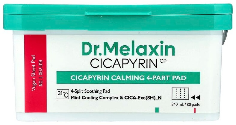 Dr.Melaxin тонер-пэды Cicapyrin Calming Pad, 4 части, 80 шт 450 мл