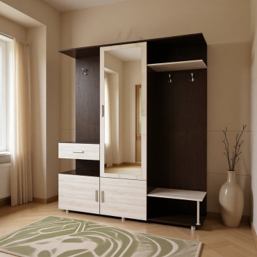 Прихожая Grand Miks Визит 1, 150x208x40 см, коричневый, бежевый