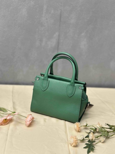 Сумка бочонок Genuine Leather натуральная кожа зеленый