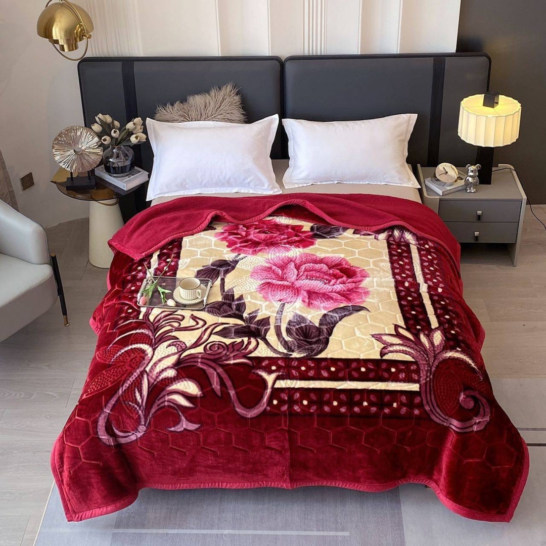 Плед Home Textile 342-2 200х220 см, искусственный мех, велюр, бордовый
