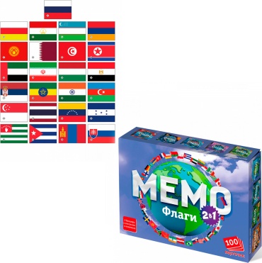 Настольная игра Нескучные игры Игра Мемо 2 в 1 Флаги 100 карточек