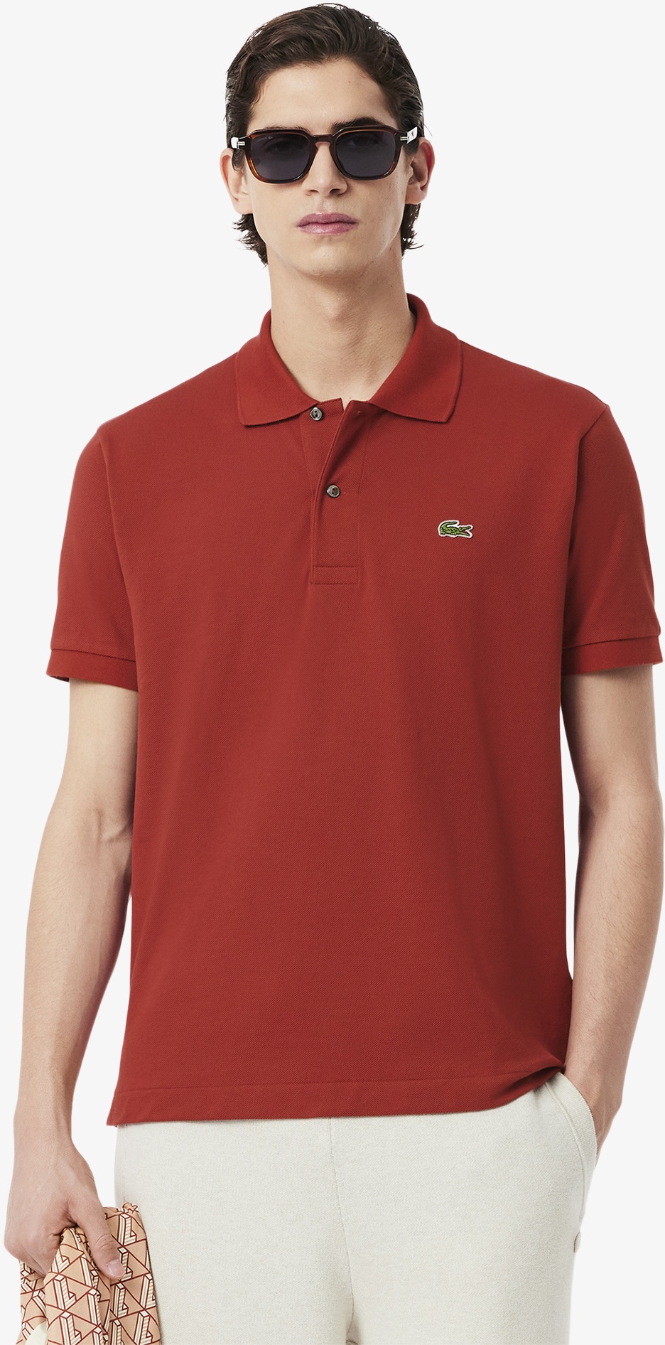 Поло LACOSTE коричневый