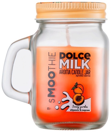 Ароматическая свеча DOLCE MILK Свеча смузи "САННИ ГАРДЕН" абрикос&персик, фл 85 г 8.5 см, 1 шт
