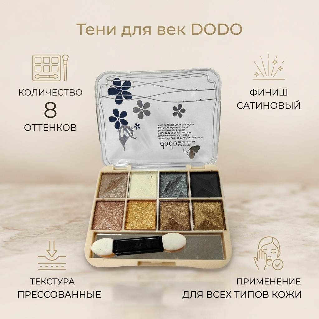 Тени прессованные Тени для век DODO Серый,коричневый