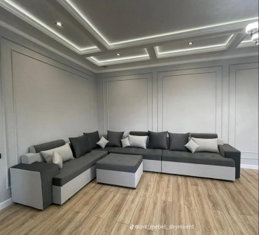 Угловой диван Onay mebel, 430х265 см, обивка ткань, черный