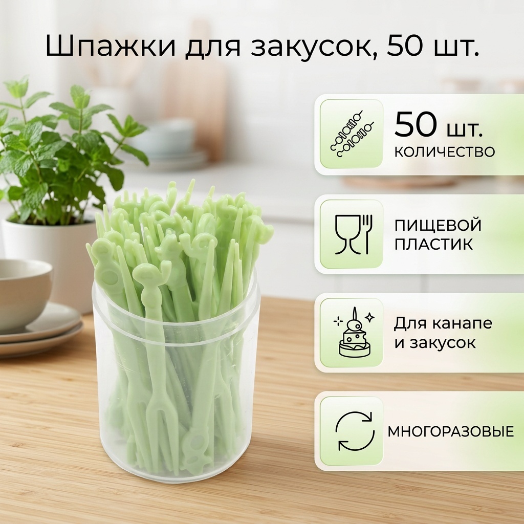 Шпажки 15587178_352656639 зеленый 50 шт