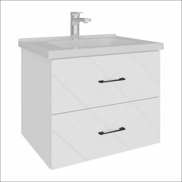 Тумба с раковиной AVK 2Ящика Астра, 70x52x47 см, белый
