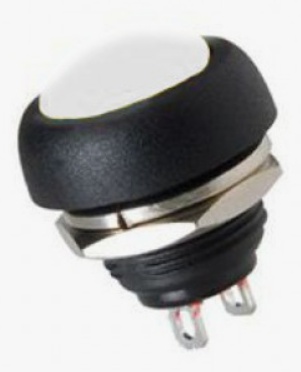Кнопка Кнопка PBS-33B 2 pin push ON, d17,5мм круглая белая, 3A-125V, 1A-250V, белый