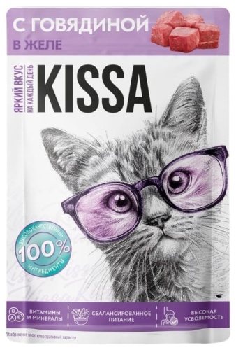 Kissa кусочки в желе говядина 75 г 1 шт