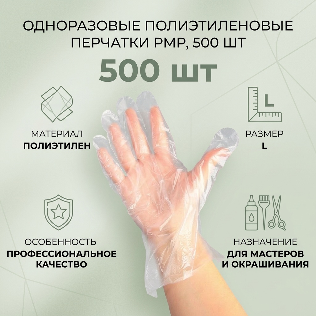 PMP Одноразовые полиэтиленовые перчатки, 500 шт