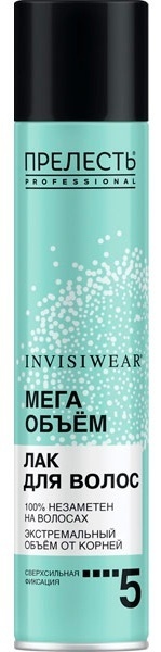 Прелесть Invisiwear Мега объем лак сверхсильная фиксация 300 мл