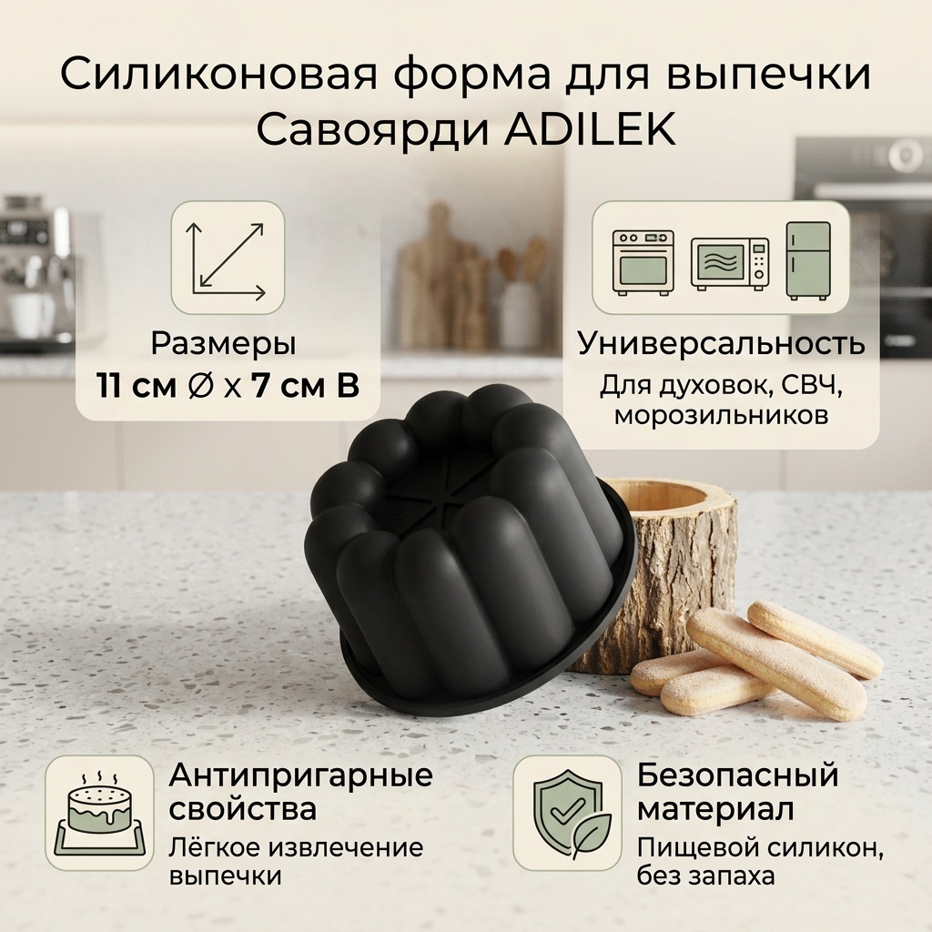 Форма для выпечки, для запекания, для кексов ADILEK силикон, 1 шт