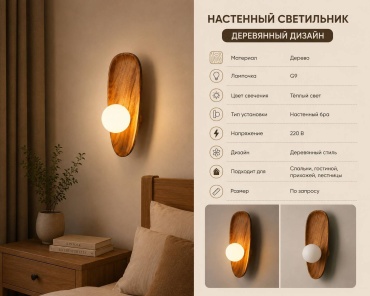 Бра настенный RRR Brand G9, коричневый