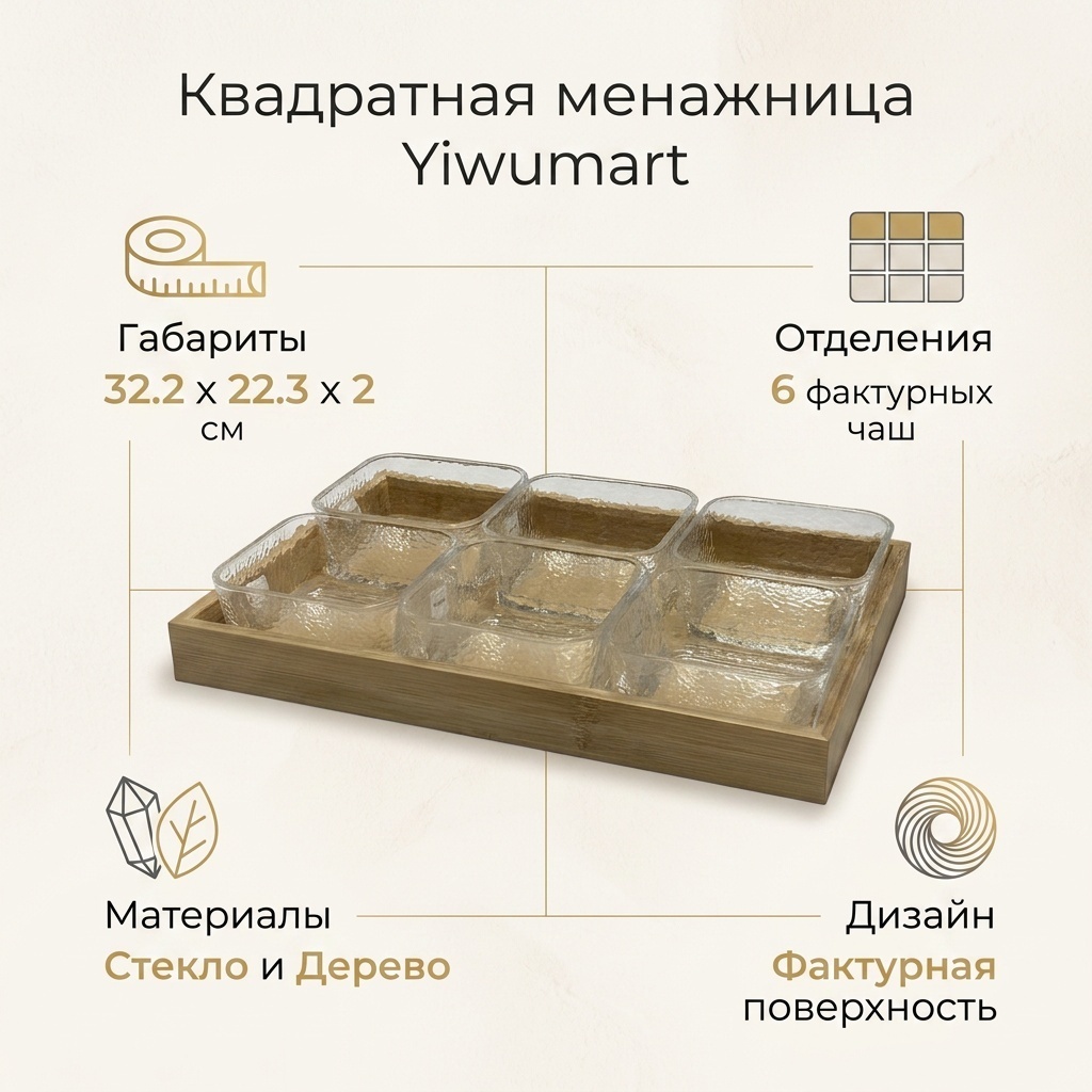 Yiwumart менажница Yiwumart квадратная 1 шт