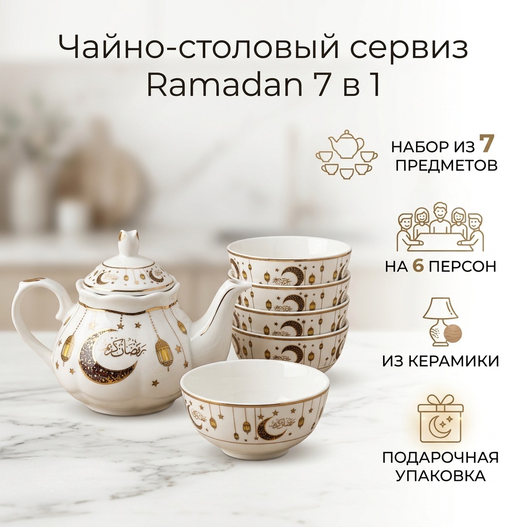 Сервиз на 6 персон Рамадан, предметов: 7, чайно-столовый, керамика