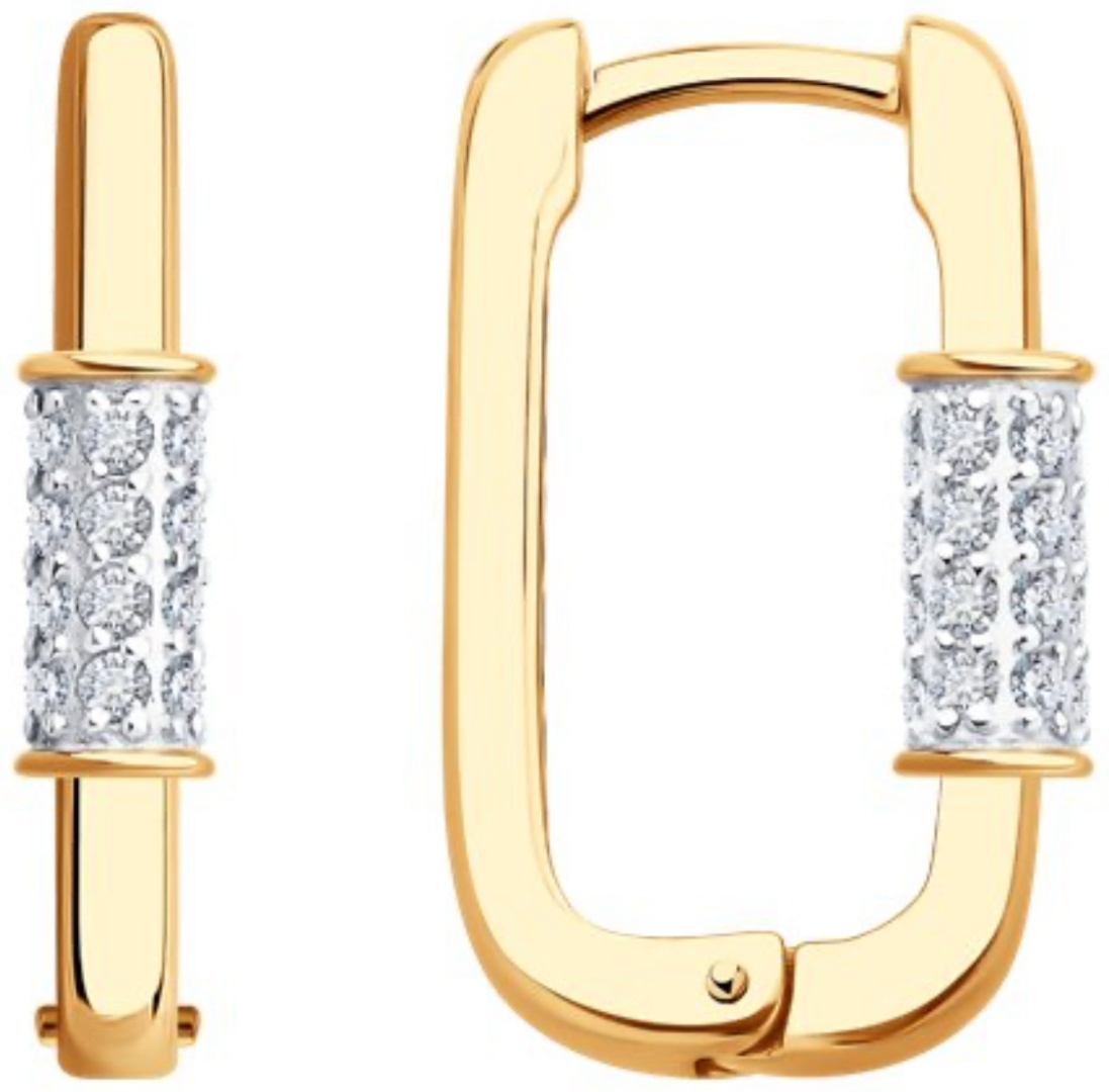 Серьги Diamant 51-120-02928-1 вес 3.52 г золото, фианит