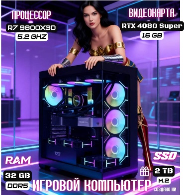 REALTECH R7 9800X3D / RTX 4080 Super 16 Гб / 32 Гб / SSD 2000 Гб / Win 11