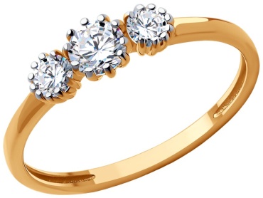 Diamant три камня 106428 размер 17.5 вес 1.6 г золото, фианит