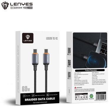 Кабель LENYES USB TypeC (F), USB TypeC (M), 1 м, 6971192051481 черный