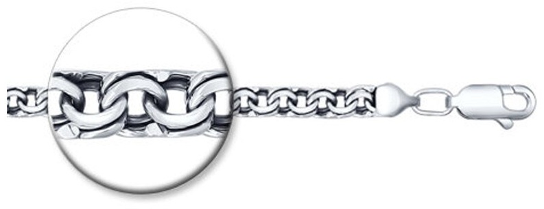 Diamant V49114 длина 18 см, вес 8.62 г серебро, плетение бисмарк