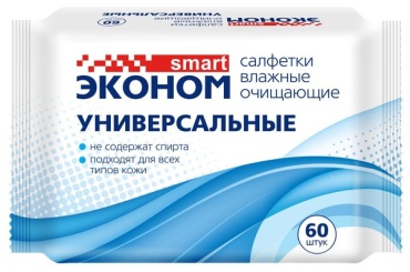 Влажные салфетки Эконом smart Влажные салфетки Эконом Smart очищающие, универсальные, 60 шт. 60 шт