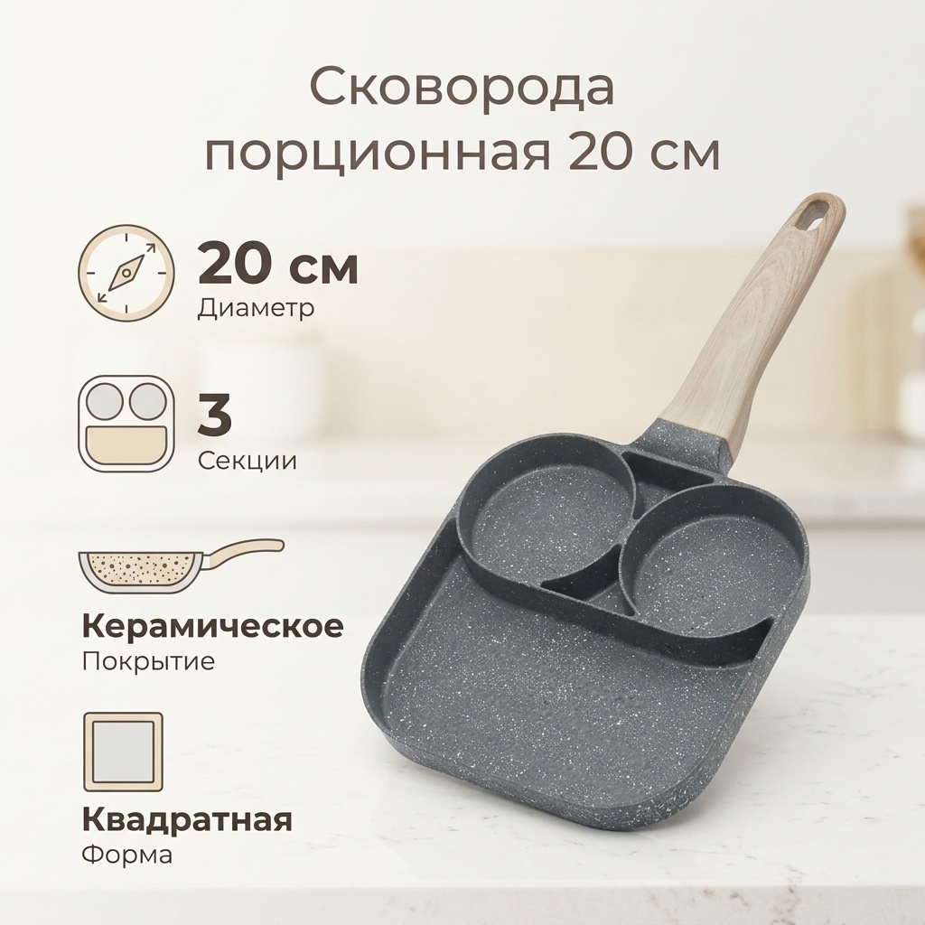 Сковорода порционная 20 см , алюминий