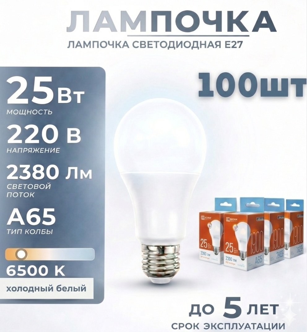 InHome 25W E27, светодиодная, холодный белый