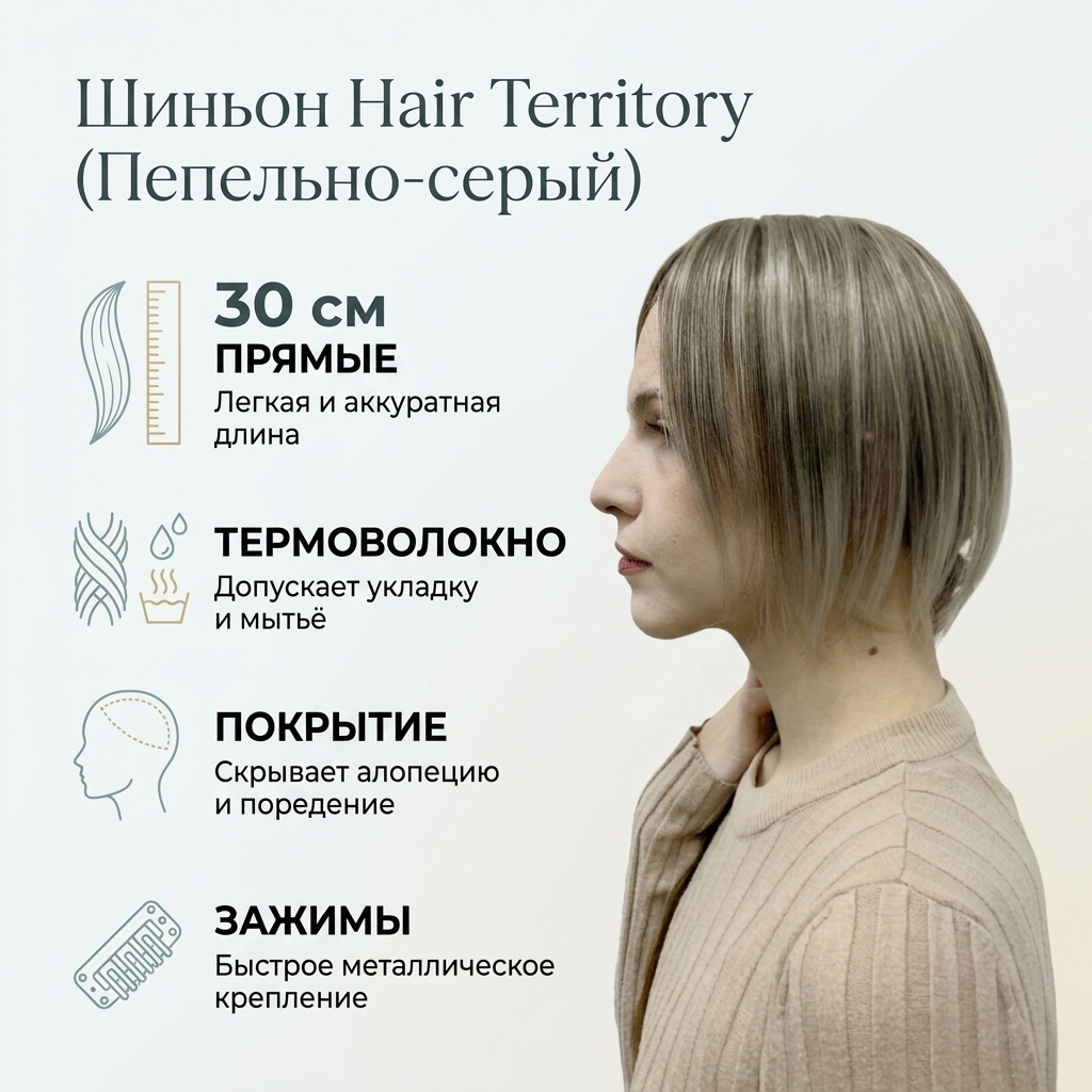 Hair Territory шиньон пепельно-серый женский
