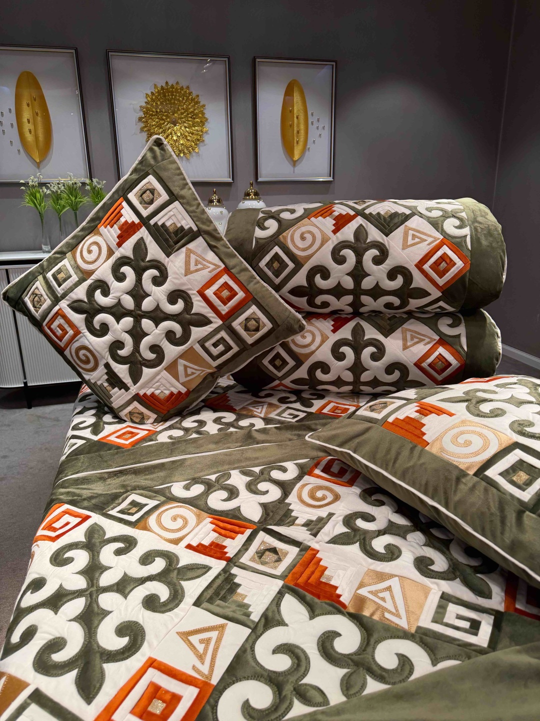 Комплект корпе с подушками 220x80 см, вата, хаки