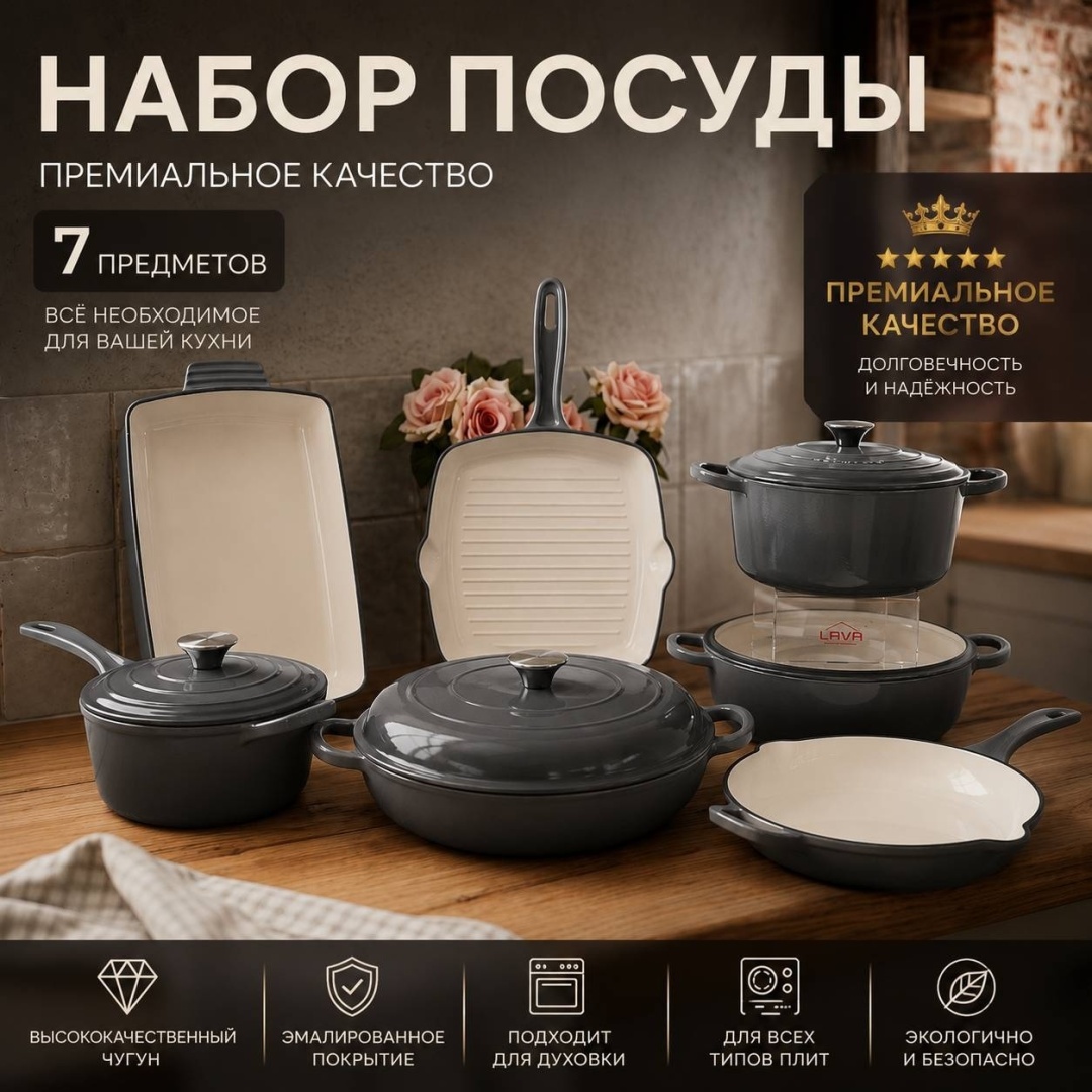 Набор кастрюль 7 в 1
