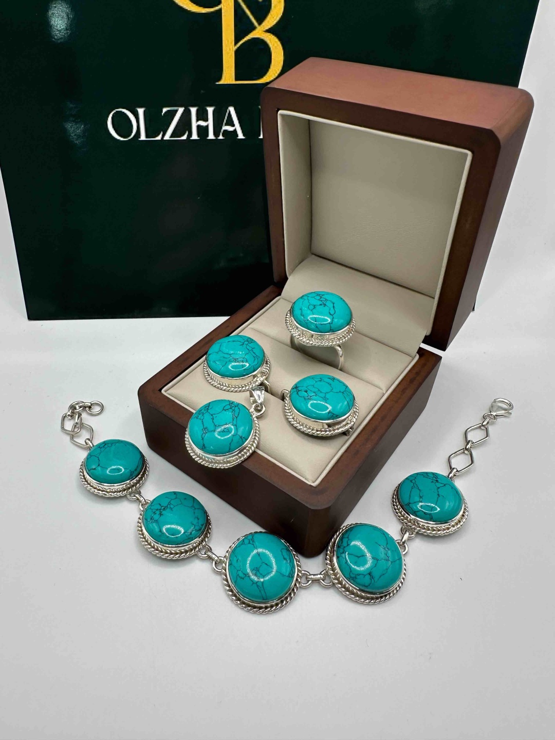 OLZHA BRAND 834548142 вес 50 г серебро, бирюза