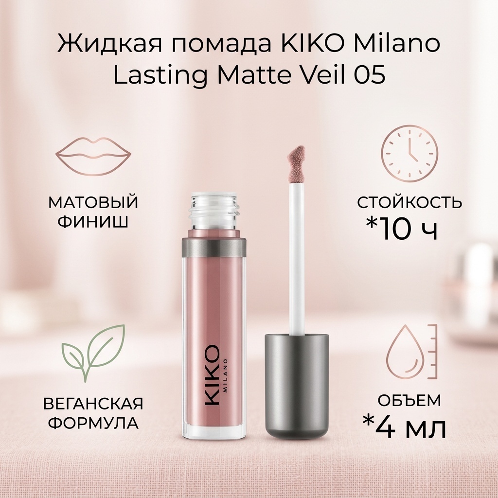 KIKO Lasting Matte Veil жидкая помада 05