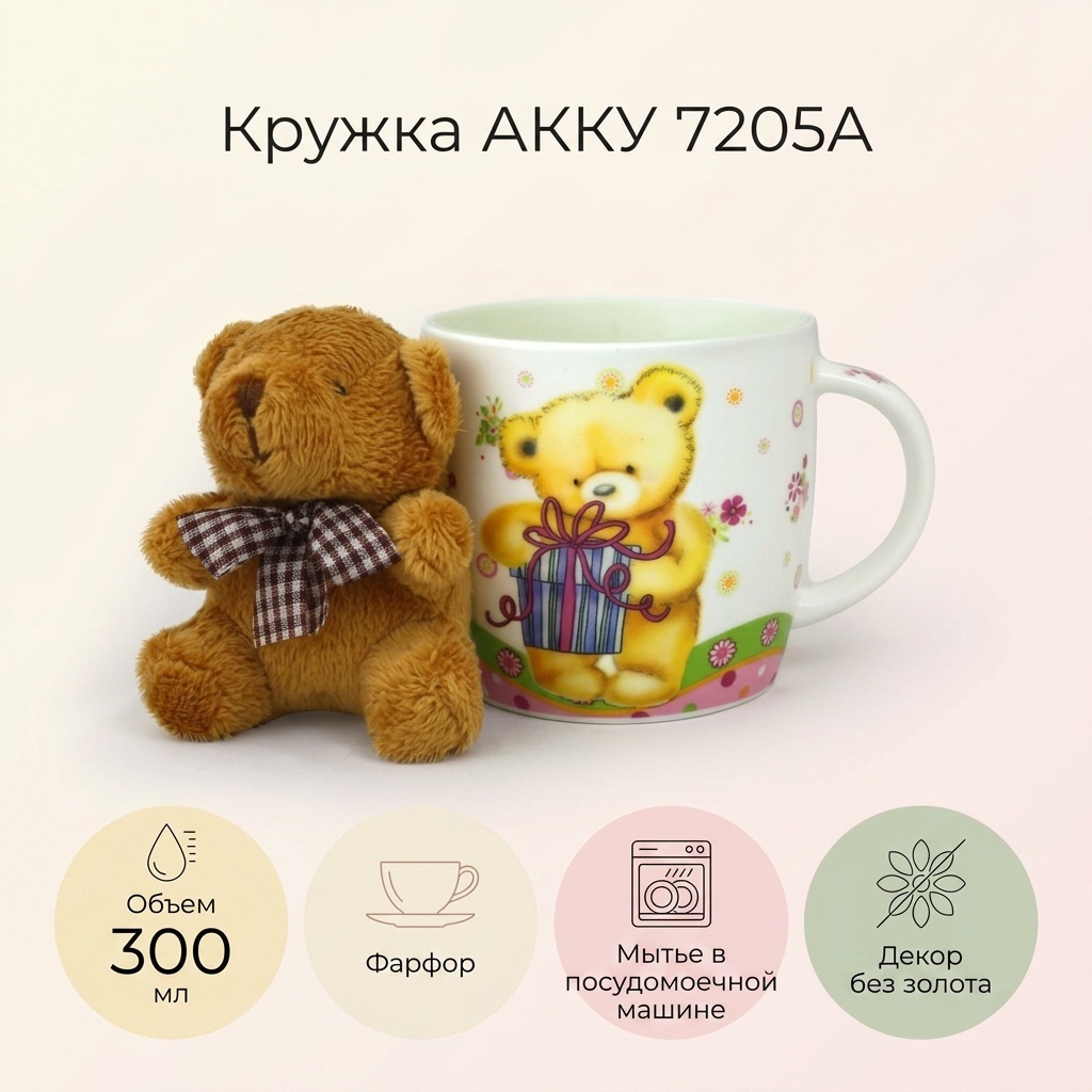 Кружка АККУ , 300 мл, фарфор, 1 шт.