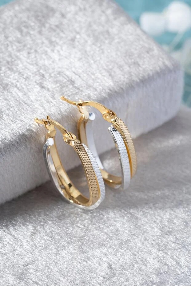 Серьги Bloomy “Dual Shine” вес 3.5 г золото-серебро