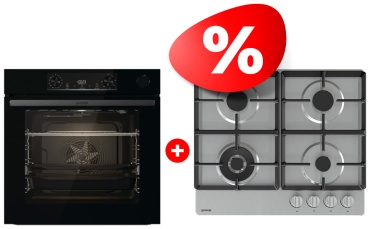 Gorenje BSA6737E15BG черный + варочная поверхность GW641XHF