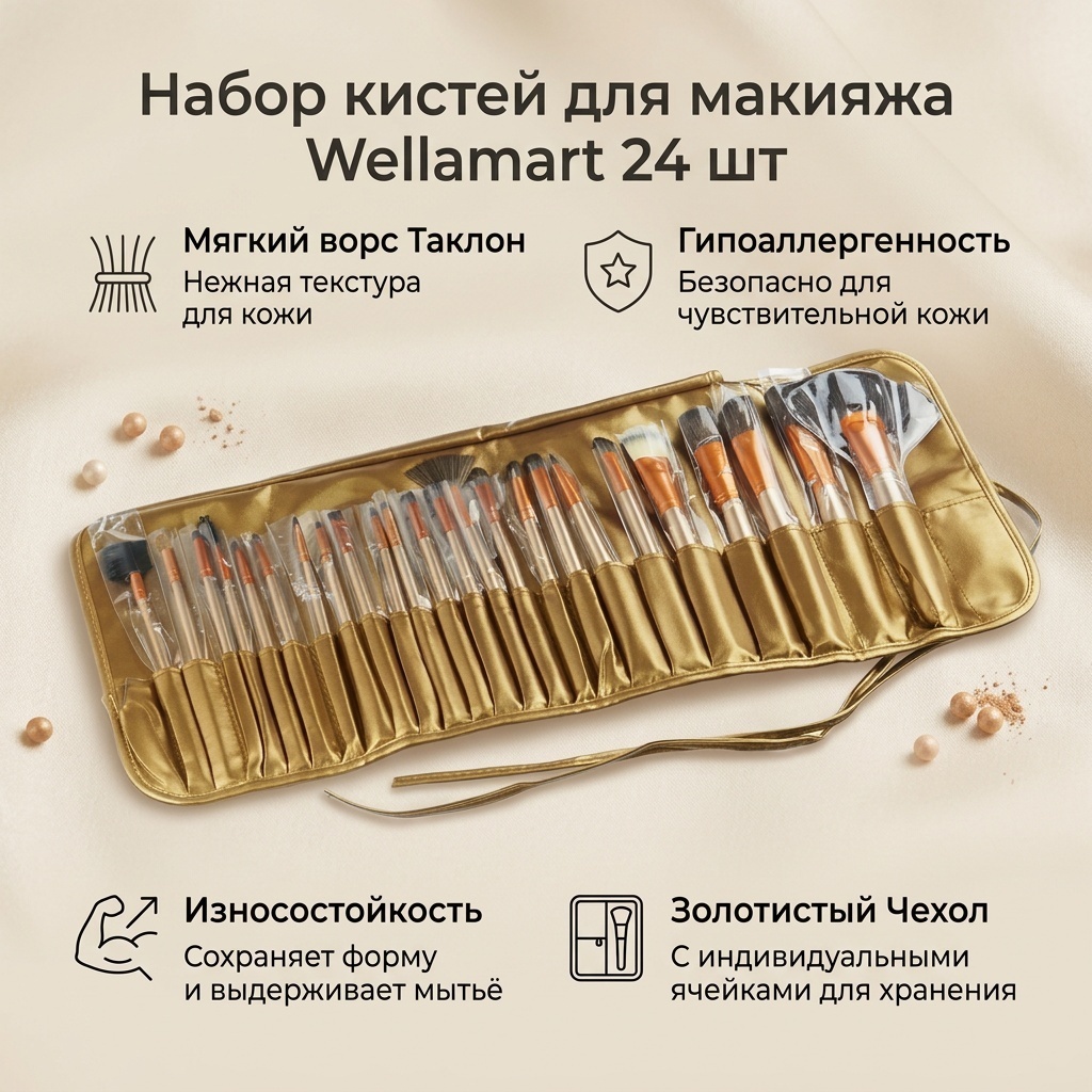 Wellamart набор кистей для макияжа 24 шт