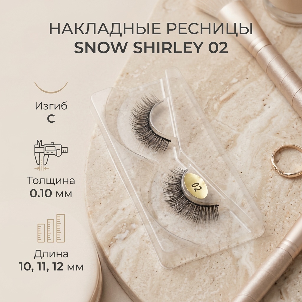 Snow Shirley накладные C 0.10 мм черный 10 мм, 11 мм, 12 мм