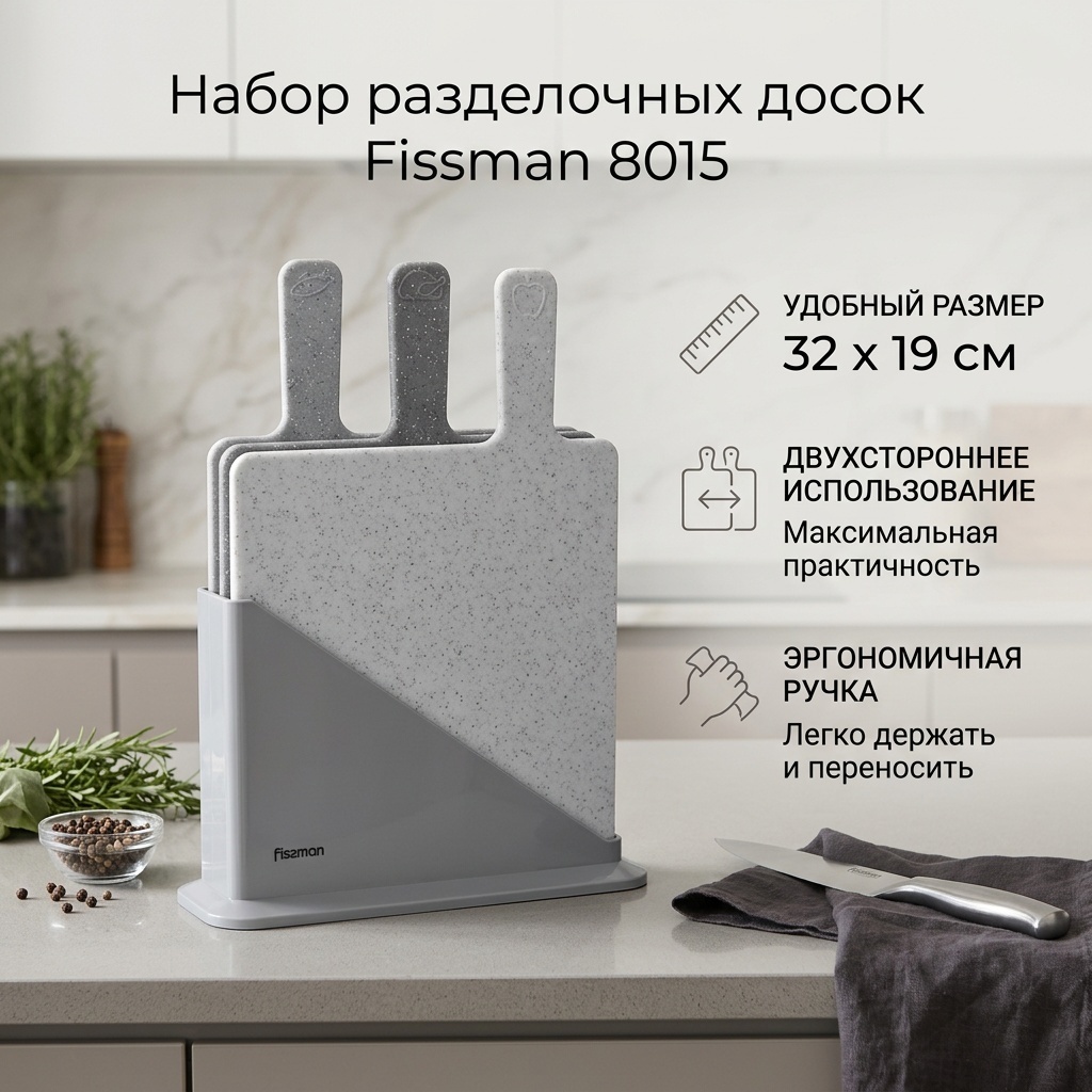 Fissman набор разделочных досок 8015 3 шт, пластик