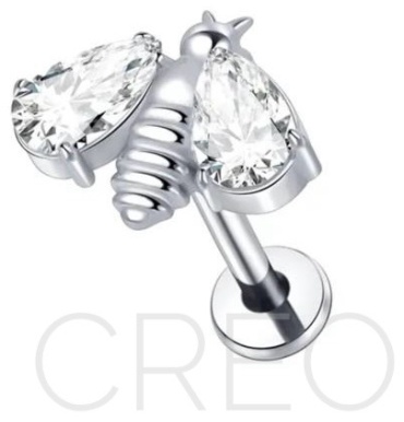 Лабрет Creo титановый сплав, цирконий, 1.2*8мм.
