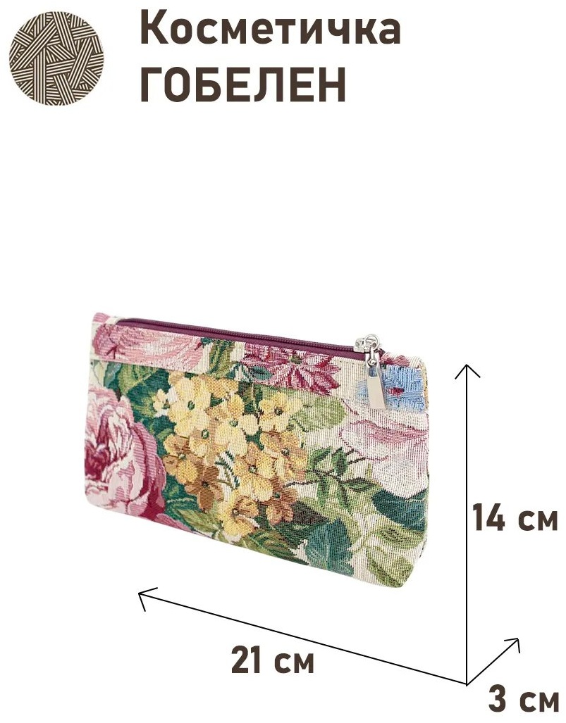 Косметичка текстиль розовый 14X21 см